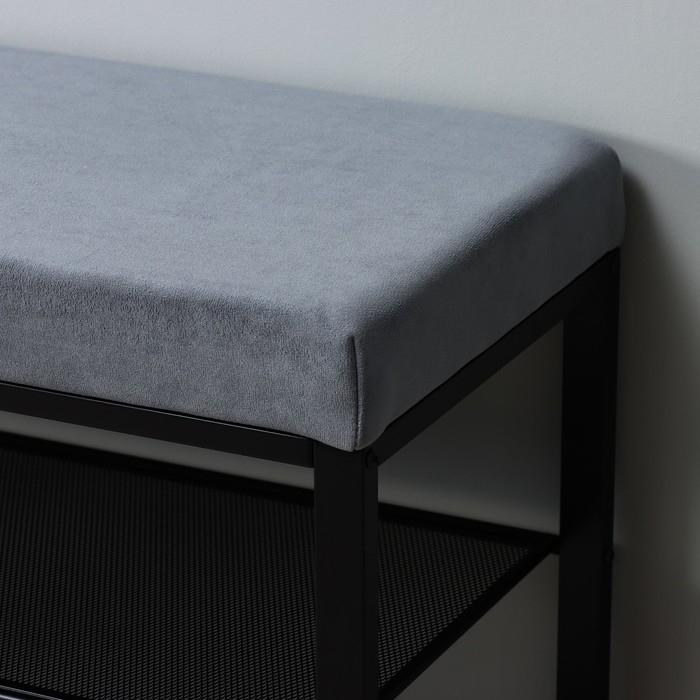 Банкетка &laquo;Торонто 33C&raquo;, 92, 5&times;31, 6&times;11, 3 см, цвет каркаса черный, цвет сиденья серый