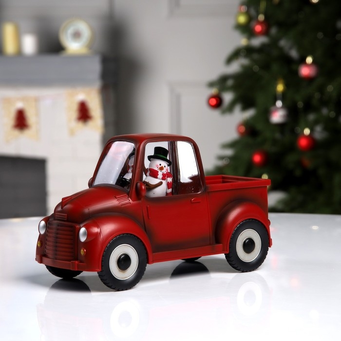 Светодиодная фигура &laquo;Машина снеговика&raquo; 22 &times; 11 &times; 9 см, пластик, батарейки ААх3 (не в комплекте), USB, свечение тёплое белое