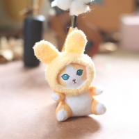 Мягкая игрушка &laquo;Котик&raquo;, в костюме зайки, на брелоке, 11 см, цвет МИКС