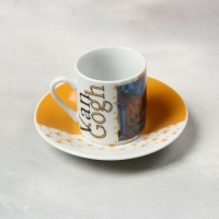 Набор из керамики &laquo;Любовь - это искусство&raquo;: кружка 70 мл, блюдце &Oslash; 11 см, цвет белый