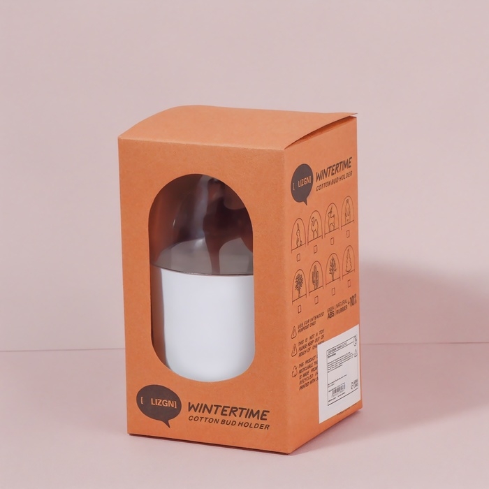 Органайзер для ватных палочек &laquo;ОЛЕНЬ&raquo;, с крышкой, d = 7 &times; 11 см, цвет белый/прозрачный