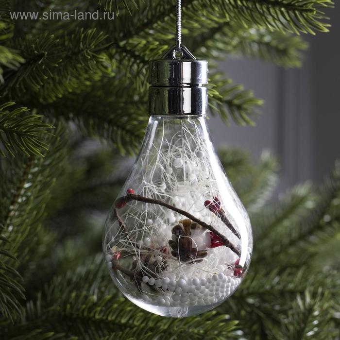 Ёлочный шар &laquo;Шишки&raquo;, батарейки, 5 LED, свечение белое