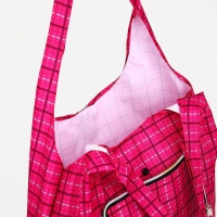 Сумка хозяйственная на кнопке, складная, цвет розовый