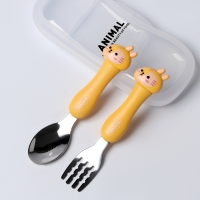 Набор детских столовых приборов в футляре &laquo;Тигрята&raquo;, вилка, ложка