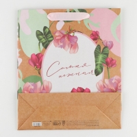 Пакет подарочный крафтовый вертикальный, упаковка, &laquo;Нежность&raquo;, M 26 х 30 х 9 см