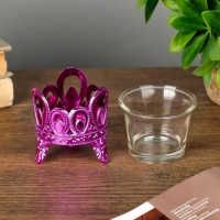 Подсвечник пластик, стекло на 1 свечу "Капельки" розовый 7х6х6 см Подсвечник пластик, стекло на 1 свечу "Капельки" розовый 7х6х6 см