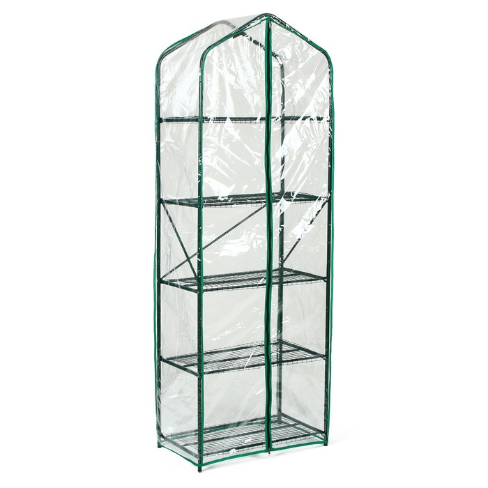 Парник-стеллаж, 5 полок, 190 &times; 65 &times; 40 см, металлический каркас d = 16 мм, чехол плёнка 100 мкм