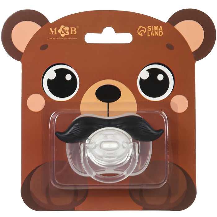Соска - пустышка силиконовая ортодонтическая &laquo;Мишка&raquo;, от 0 мес., с колпачком, цвет черный