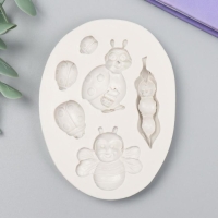 Молд силикон "Букашки" 6 предметов 10х7,5х1,5 см Молд силикон "Букашки" 6 предметов 10х7,5х1,5 см