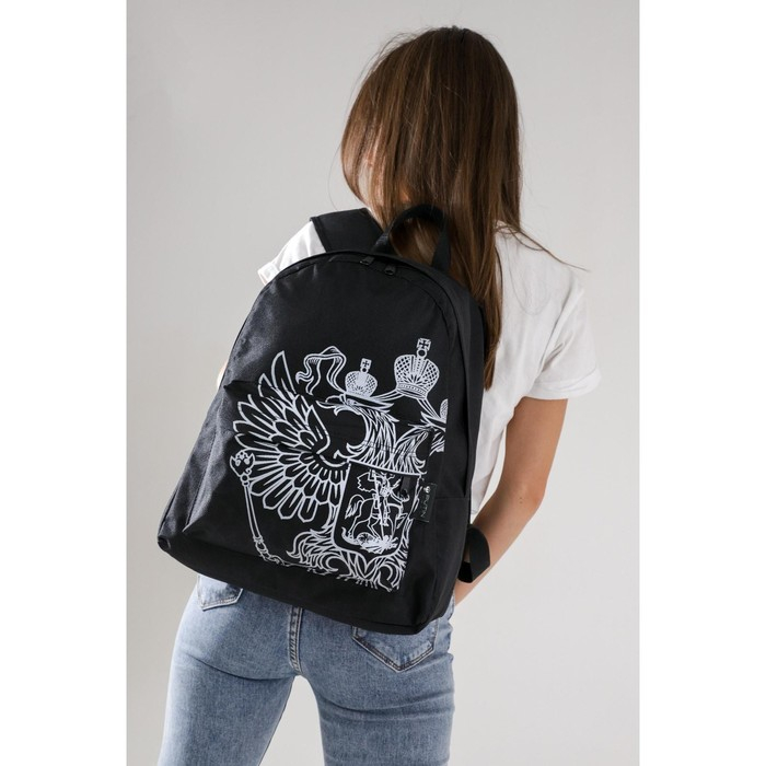 Рюкзак &laquo;Герб&raquo;, 33х13х40, отд на молнии, н/карман, черный