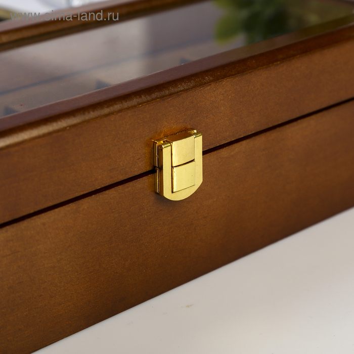 Шкатулка дерево под часы 6 отделений Шкатулка дерево под часы 6 отделений "Стиль" коричневая 12,7х8х33 см