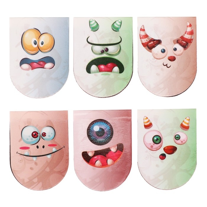 Магнитные закладки 6 штук Магнитные закладки 6 штук "Монстрики"