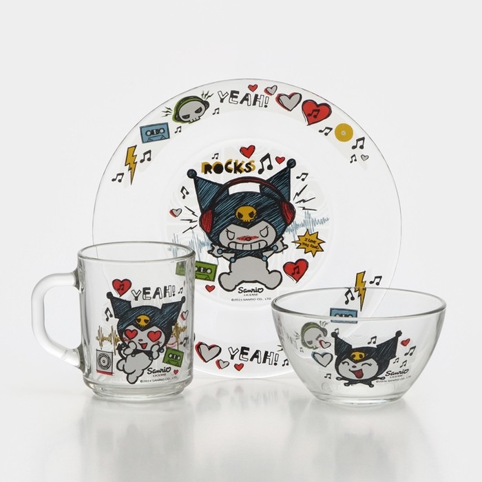 Набор стеклянной посуды «Куроми. Рок», 3 предмета Набор стеклянной посуды «Куроми. Рок», 3 предмета