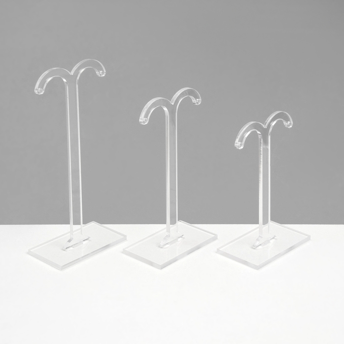 Подставка под серьги, полукруг, набор 3 шт., h=8,5, 10, 12 см, цвет прозрачный