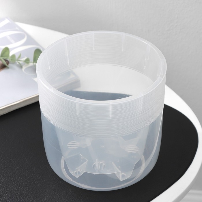 Кашпо для цветов со вставкой «Линель», 2,7 л, d=16 см, h=16 см, прозрачный Кашпо для цветов со вставкой «Линель», 2,7 л, d=16 см, h=16 см, прозрачный