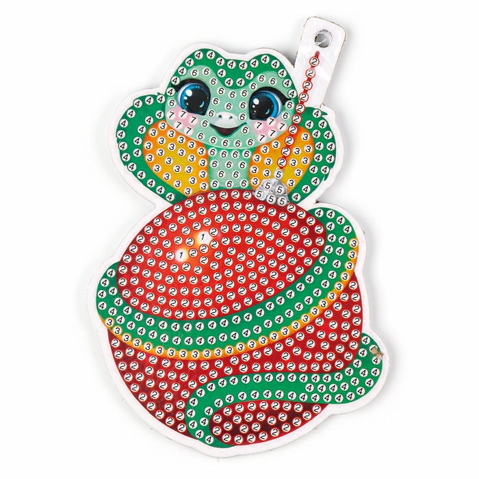 Алмазная мозаика на новый год на подвеске &laquo;Змейка на новогоднем шарике&raquo;, 8 х 10 см, новогодний набор для творчества