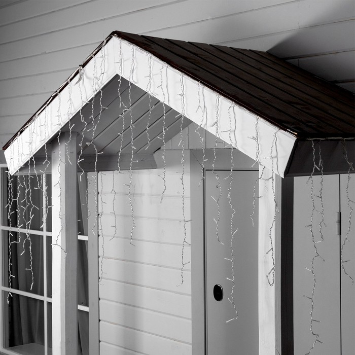 Гирлянда &laquo;Бахрома&raquo; 3 &times; 0.9 м, IP44, УМС, прозрачная нить, 232 LED, свечение тёплое белое, 220 В