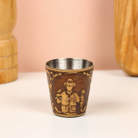 Набор стопок &laquo;Рыбак&raquo;, 4 шт, в футляре, 4,5&times;4,5&times;9 см, береста