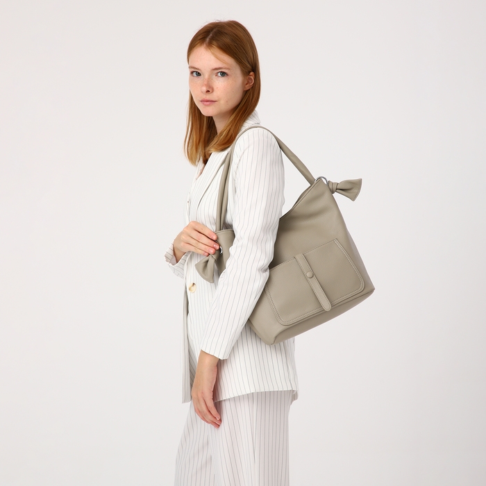 Сумка-тоут на молнии, 2 наружных кармана, цвет серый Сумка-тоут на молнии, 2 наружных кармана, цвет серый