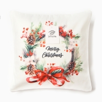 Новый год. Чехол на подушку Этель "Венок", 40*40 см, 100% полиэстер, велюр