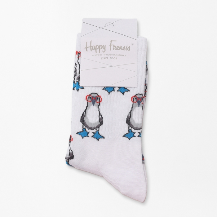 Новый год. Носки "Модный пингвин", цвет белый, размер 23-27 (38-41)