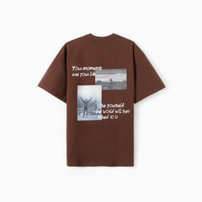 Футболка мужская MINAKU: Moments, цвет коричневый, р-р 46-48