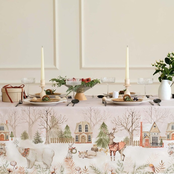 Скатерть Этель &laquo;Звери в городе&raquo;, 149х180 см, 100% хл, саржа 190 г/м2