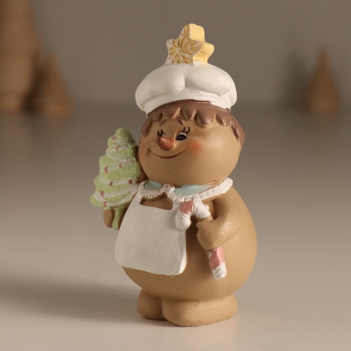 Сувенир полистоун "Снеговик-кондитер с имбирными пряниками" МИКС 6,5х5х10 см