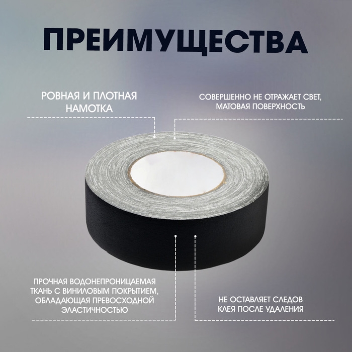 Лента клейкая Лента клейкая "Про-Гафф" ТУНДРА, черная, 350 мкм, 48 мм х 50 м