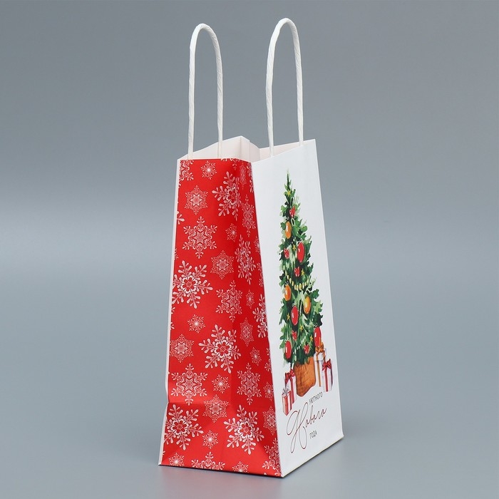 Пакет подарочный новогодний крафтовый &laquo;Уют в доме&raquo;, 12 х 21 х 9 см, Новый год