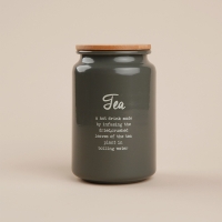 Банка для чая SL Home, 9,5&times;14 см, цвет серый, с бамбуковой крышкой