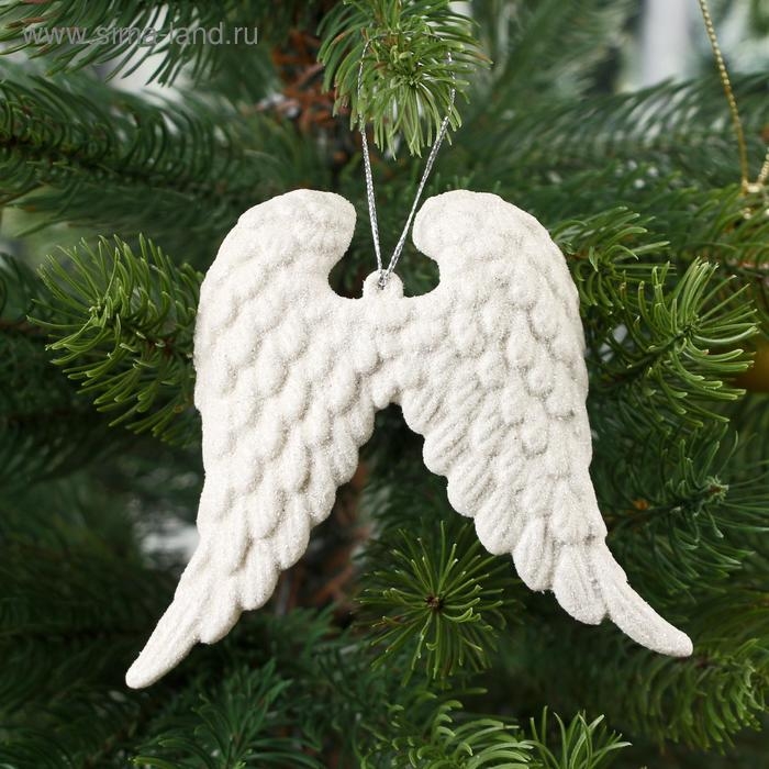 Ёлочные игрушки 2 шт. &laquo;Зимнее волшебство. Крылья ангела&raquo; пластик, 12х9,5 см, белый