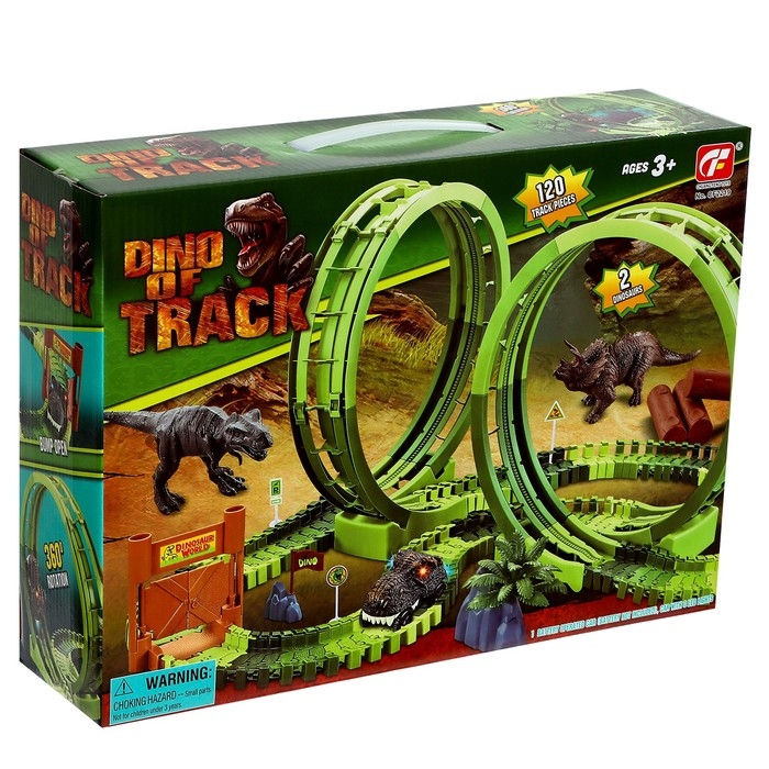 Гибкий автотрек «Дино», мёртвая петля, световые эффекты, работает от батареек Гибкий автотрек «Дино», мёртвая петля, световые эффекты, работает от батареек