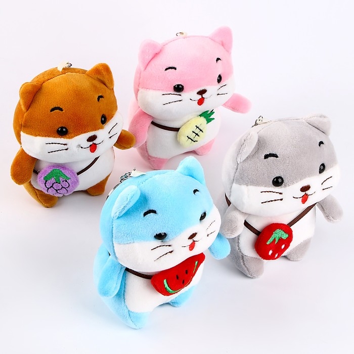 Мягкая игрушка &laquo;Хомяк с фруктиком&raquo; на брелоке, 12 см, цвета МИКС