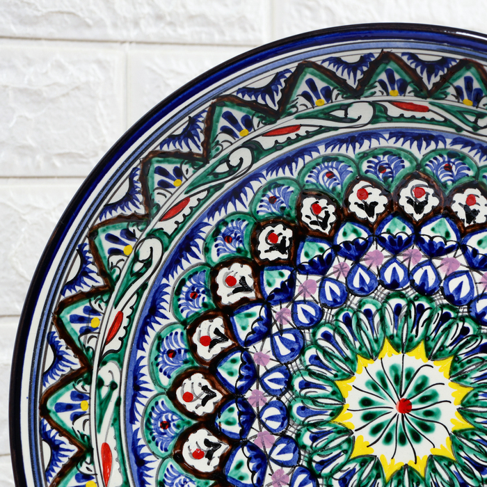 Ляган Риштанская Керамика Ляган Риштанская Керамика "Узоры", 33 см, синий