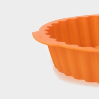 Форма для выпечки Доляна «Рифлёный круг. Звезда», силикон, d=20 см, с ручками, цвет оранжевый Форма для выпечки Доляна «Рифлёный круг. Звезда», силикон, d=20 см, с ручками, цвет оранжевый