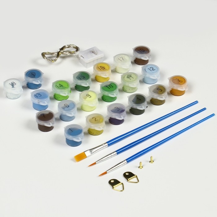 Новогодняя картина по номерам с подрамником и гирляндой &laquo;Новый год! Уютный вечер&raquo;, 30 х 40 см