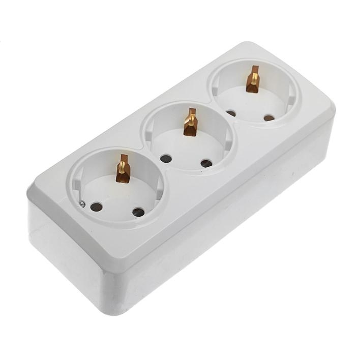 Розетка Smartbuy Розетка Smartbuy "Юпитер", 16 А, трехместная, открытая, с з/к, белая