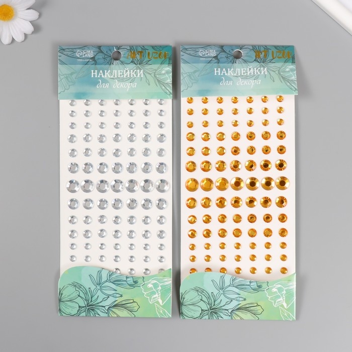 Наклейка пластик Наклейка пластик "Стразы мини, макс" МИКС 10х20,5 см