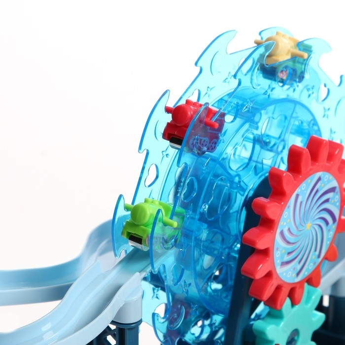 Конструктор развивающий с шестерёнками &laquo;Весёлые паровозики&raquo;, 33 детали