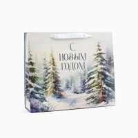 Пакет подарочный новогодний ламинированный &laquo;Зимний лес&raquo;, M 26 х 30 х 9 см , Новый год