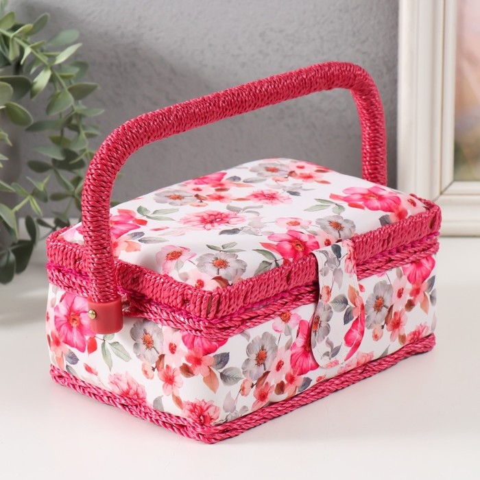 Шкатулка для рукоделия Шкатулка для рукоделия "Розовые цветы" 18х12х9,5 см