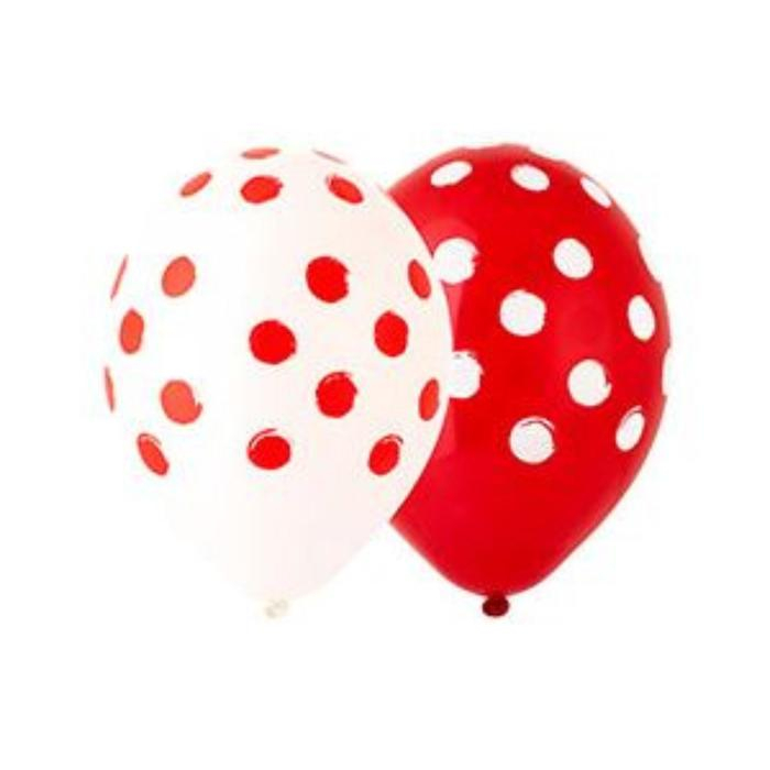Шар латексный 14" &laquo;Горох арт&raquo;, пастель, шелкография, набор 25 шт., цвет красный, белый, МИКС