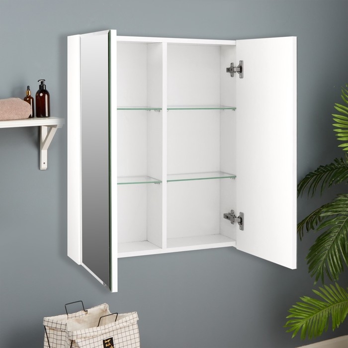 Зеркало-шкаф для ванной комнаты Зеркало-шкаф для ванной комнаты "Виктория 60" белый, 60 х 73 х 14,5 см