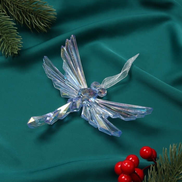 Украшение ёлочное "Стрекоза" 10х13 см, фиолетовый перелив