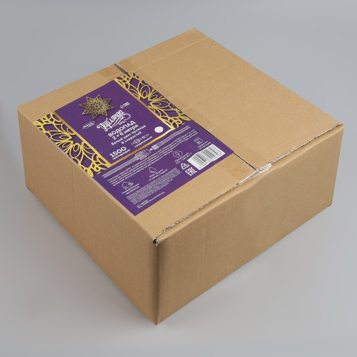 Гирлянда &laquo;Водопад&raquo; 2 &times; 6 м, IP44, УМС, белая нить, 1500 LED, свечение белое, 8 режимов, 220 В