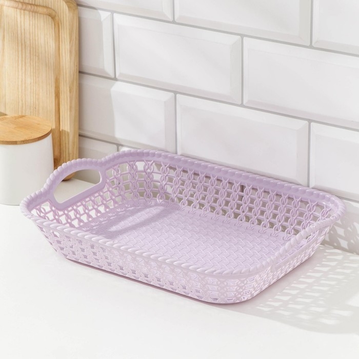 Поднос пластиковый прямоугольный Доляна &laquo;Плетение&raquo;, 32&times;23&times;5 см, цвет МИКС