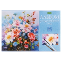 Альбом для рисования A4, 20 листов "Искусство букета", обложка мелованный картон, блок 100 г/м2, МИКС