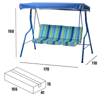 Качели садовые "Уют" синие, 170 х 150 х 110 см, максимальная нагрузка 210 кг Качели садовые "Уют" синие, 170 х 150 х 110 см, максимальная нагрузка 210 кг