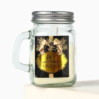 Новогодняя свеча в баночке с ручкой &laquo;Новый год: Все мечты сбудутся&raquo;, аромат апельсин, 7 х 8,5 х 5 см